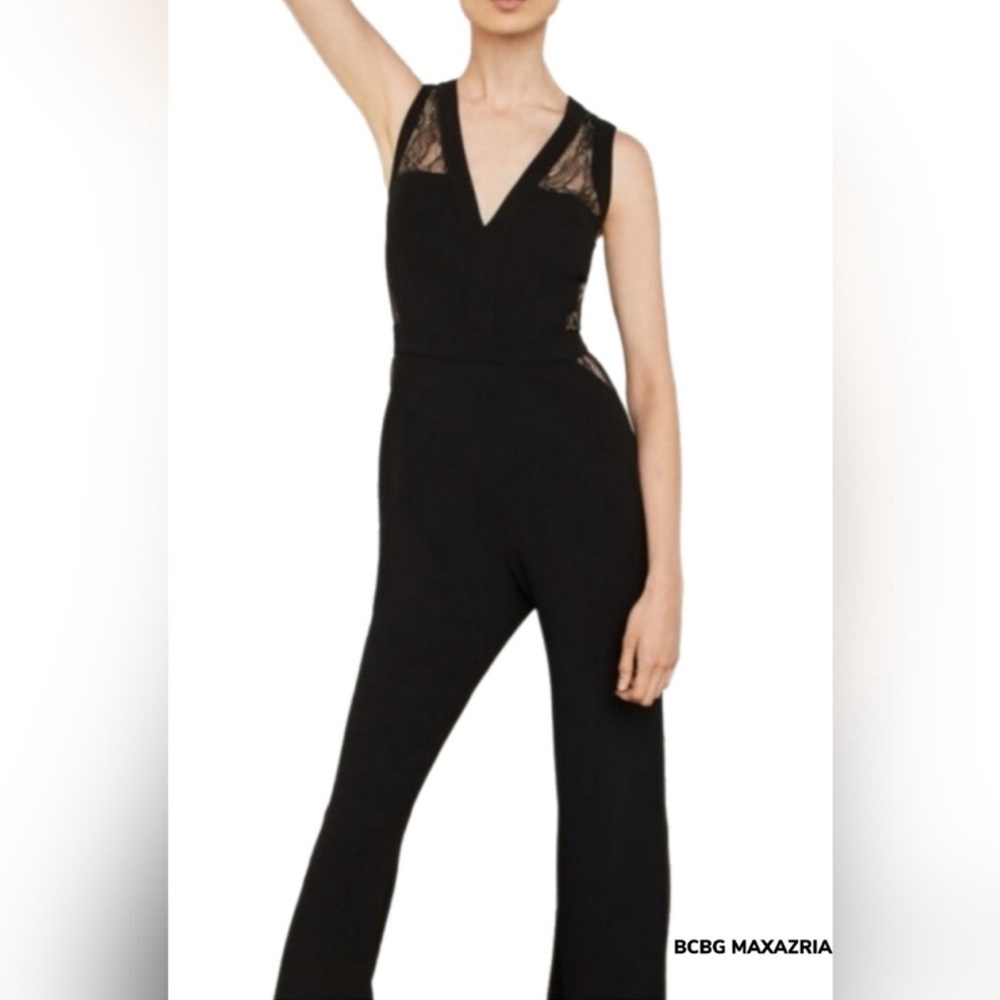 BCBGMAXAZRIA black crepe jumpsuit size 4